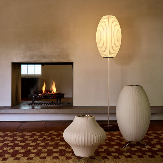 Nelson Cigar Lotus Floor Lamp Walnut